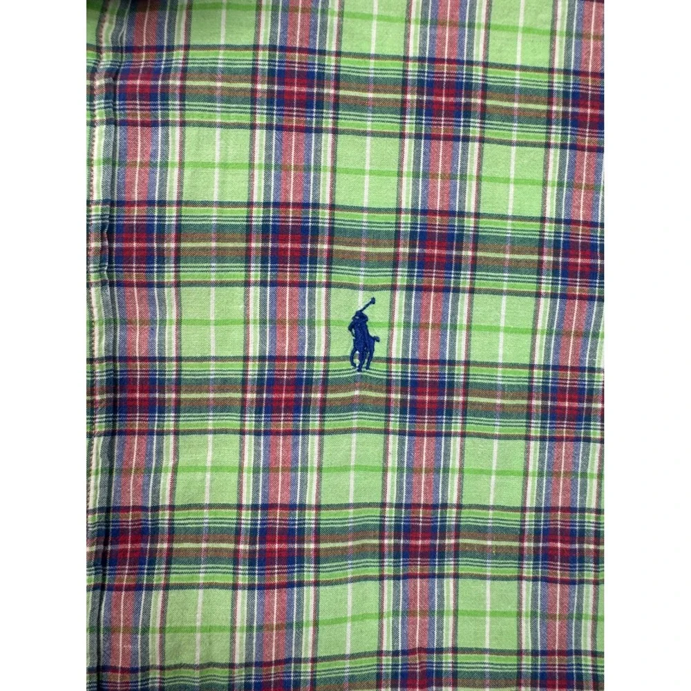 Polo Ralph Lauren Blake Shirt Mens Large Green Plaid Button Down 100% Cotton L